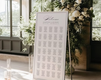MANHATTEN | Extra Large Printed Seating Chart, Alphabetical or Table Number, Customized Foam Board, Elegant Traditional Allocation, SN1050