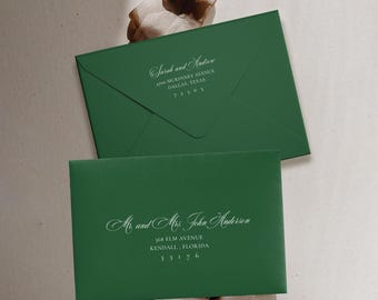 White Ink Wedding Envelopes | Calligraphy, 24 Colors Available, SN120