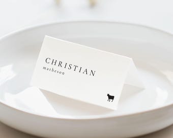 CLASSIC MINIMALIST | Printed Place Cards, Elegant Chic Wedding Name Cards, Printed with Meal Choice Icons, Meal Cards Food Choices, SN105