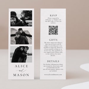 CLASSIC MINIMALIST | Photo Booth Style 2.5 x 7 Qr Code Einlegekarte, Lesezeichen Enfassung Karte, Hochzeitswebsite, RSVP, Details, SN105