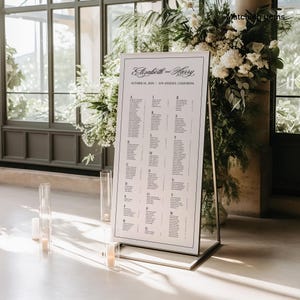 MULHOLLAND | Printed Vintage Alphabetical Seating Chart, Customized Old Hollywood Wedding Seat Sign, Wedding Allocation Poster, SN110