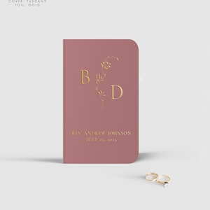 Floral Monogram Officiant Book, Booklet for Officiant, Officiant Gift, Gold, Choice of Colors, Personalized Keepsake, Gold Foil Book, SN105