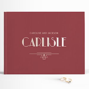 Gatsby Guest Book, Art Deco Guestbook, Roaring 20s Guest Sign In Book, Gatsby Wedding Photo Guestbook, Hardcover, Real Foil, SN200