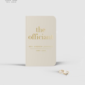 Minimalist Officiant Book, Gold Modern Booklet for Officiant, Officiant Gift, Gold Calligraphy, Color Choice, Personalized Keepsake, SN150