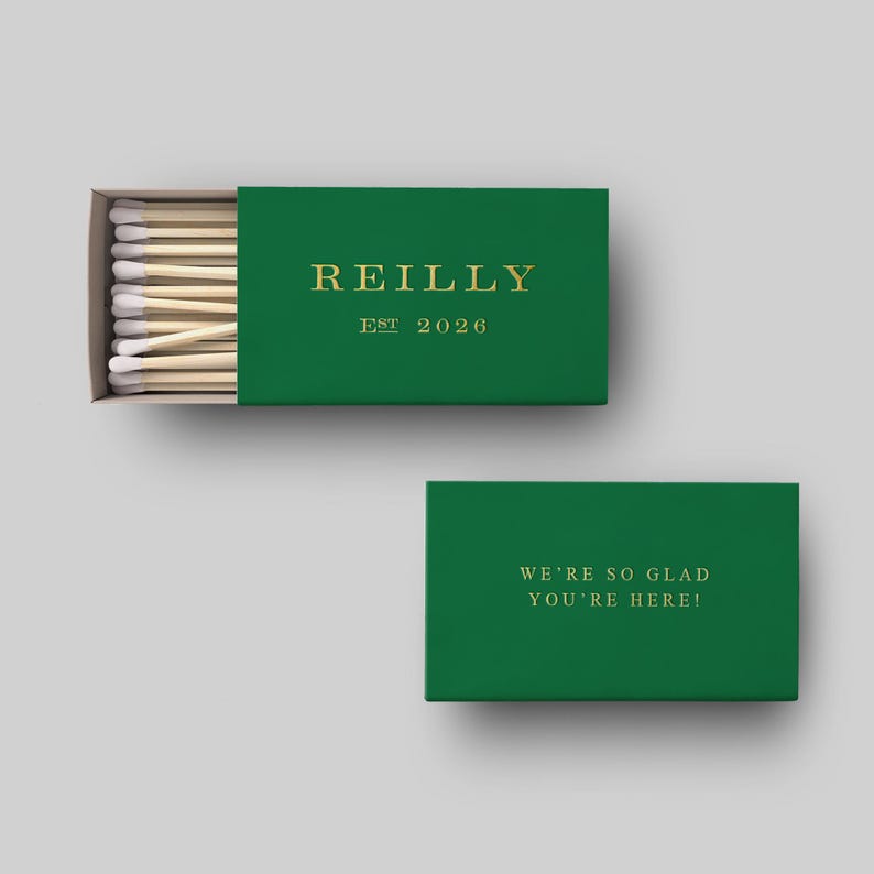High End Matchboxes GILDED AGE | Customized Vintage Matchbox Favors, Foil Stamped Surname ...