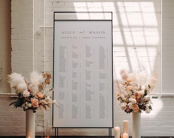 CLASSIC MINIMALIST | Printed Larger Alphabetical Seating Chart, Foam Board Seating Plan, Elegant Guest Sign, Custom Sizes Available, SN105
