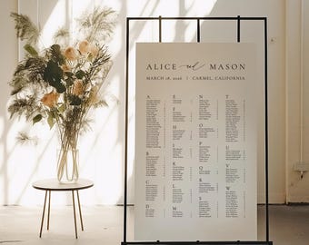 CLASSIC MINIMALIST | Printed Alphabetical Seating Chart, Customized and Shipped Wedding Seat Sign, Elegant Bold Allocation Poster, SN105