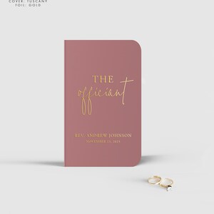 Modern Officiant Book, Minimal Gold Calligraphy Booklet for Officiant, Officiant Gift, Gold, Choice of Colors, Personalized Keepsake, SN028