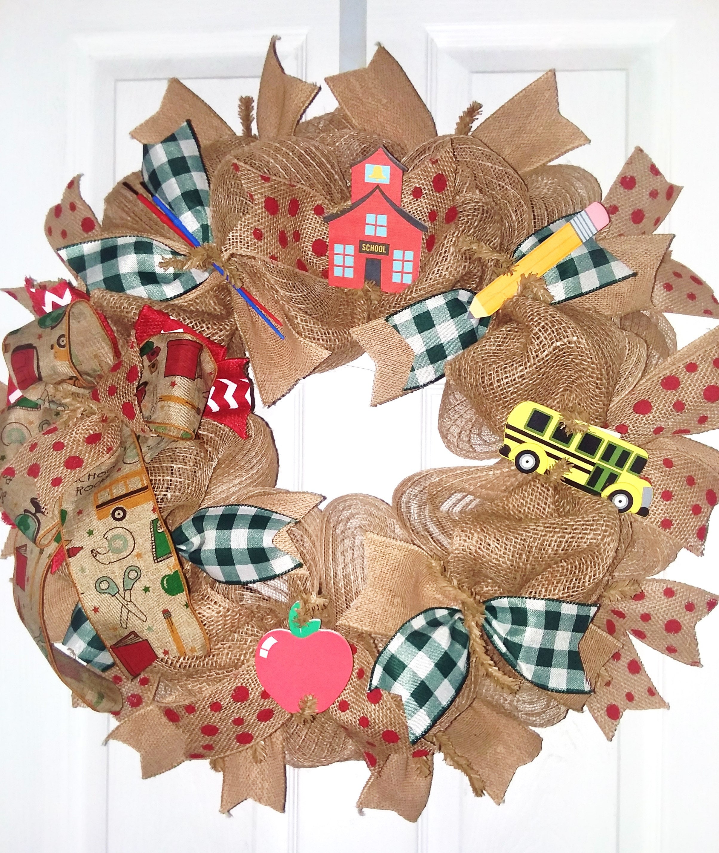 Teacher Wreath, Burlap Teacher Wreath, Back to School Wreath, Classroom ...
