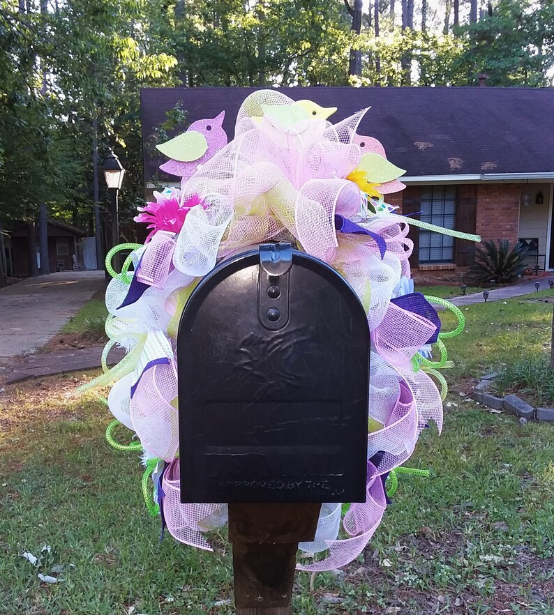 Spring swag Spring Mailbox swag Birds Mailbox swag Mailbox Etsy