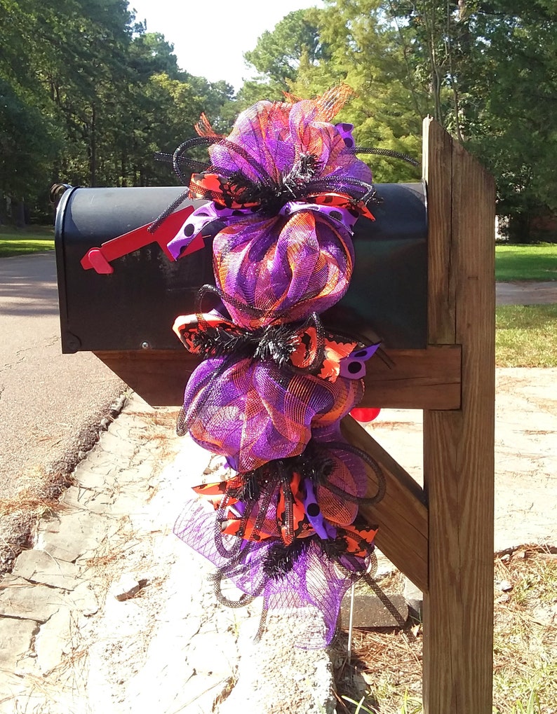 Halloween Mailbox Swag Halloween Decoration Fall Mailbox Etsy