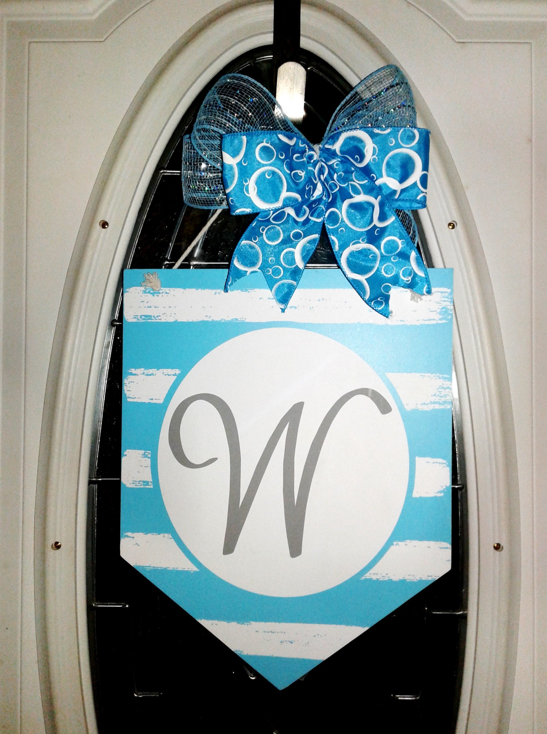 Letter W Door Hanger, W Wreath, Baby Boy Nursery Door, Baby Shower Gift ...