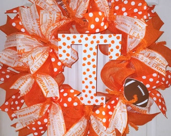 Tennessee Wreath, Collegiate wreath, Mesh Tennessee Volunteers wreath, football wreath, team spirit wreath