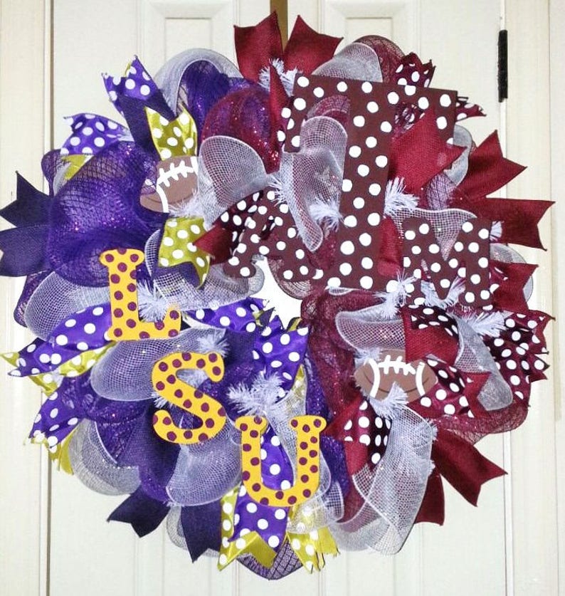 LSU Tigers Merry Christmas Wreath Decorative Holiday Wreath House Flag