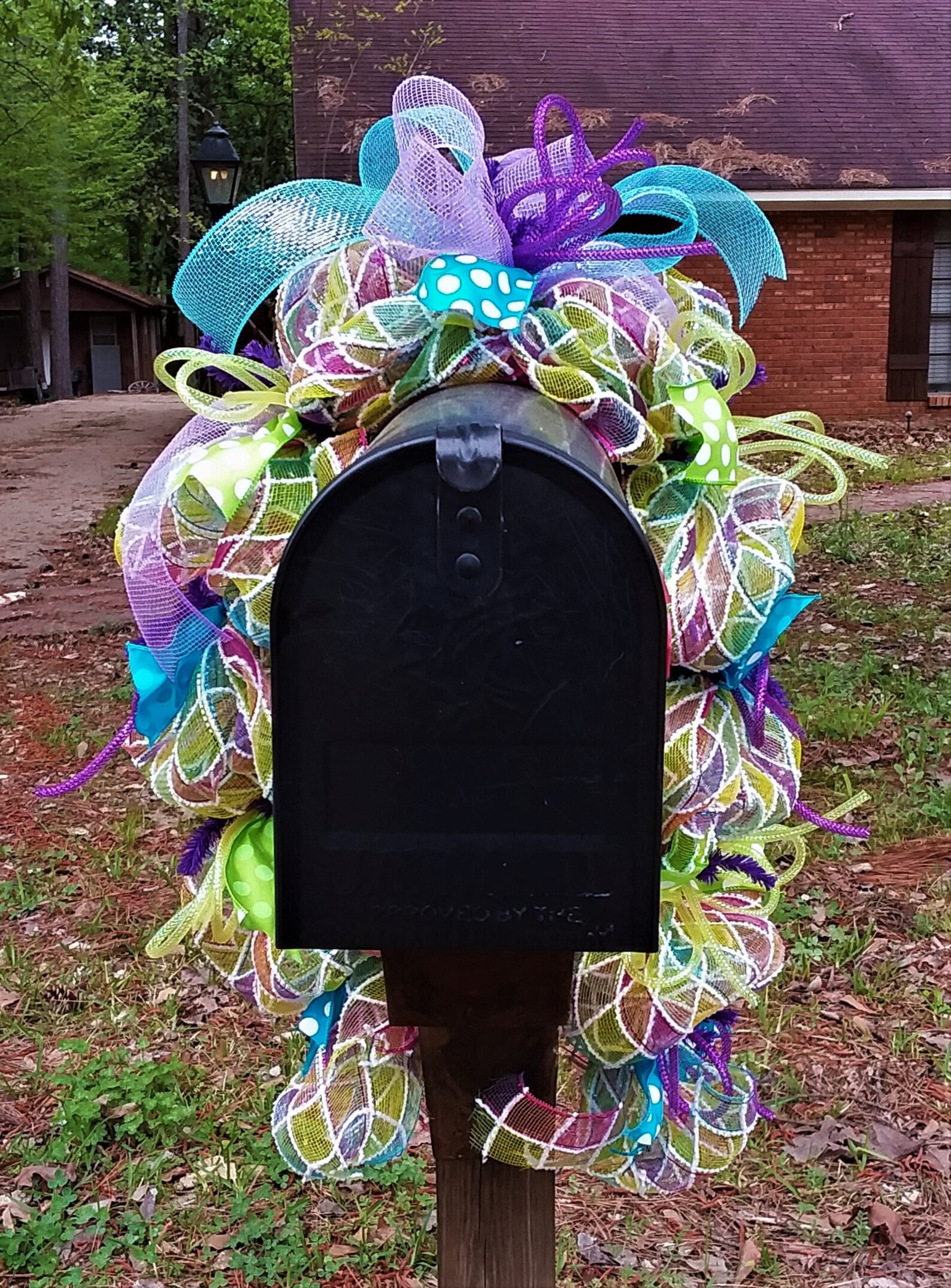 Spring and Summer mesh mailbox swag Bright mesh swag for Etsy