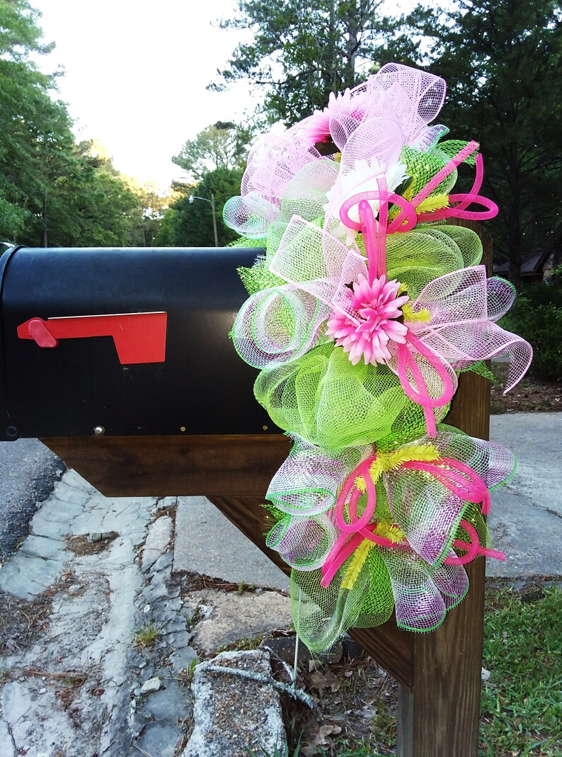 Sale Mailbox swag Mesh Mailbox swag Summer Swag Summer Etsy