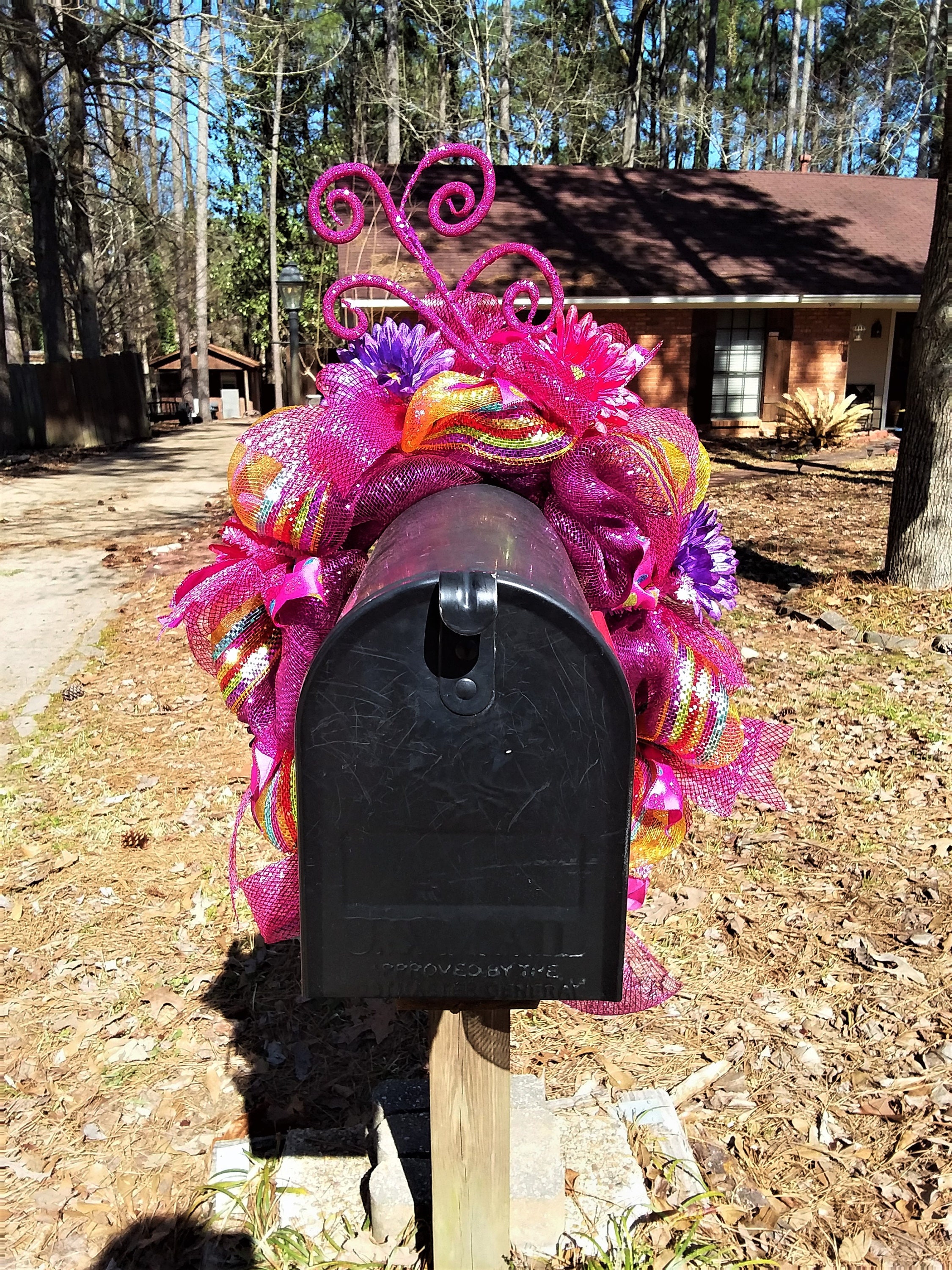 Spring mailbox swag with flowers Spring mailbox decoration Etsy