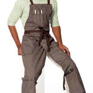 Pottery Apron - Green or Gray Twill - Gray, Blue or Beige Denim - Full Overlapping Split, CrossBack, Leather Trim, Artist, Ceramist, Art