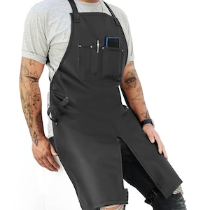 Tattoo Apron - Vegan Leather, Wipeable - Quick-Release Straps - For Tattoo Artist, Tattooist, Barber, HairStylist, Groomer