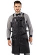 Barber Apron - Leather Straps, Pockets, Loops and Reinforcements - Cross-back - Coated Black or Brown Twill 