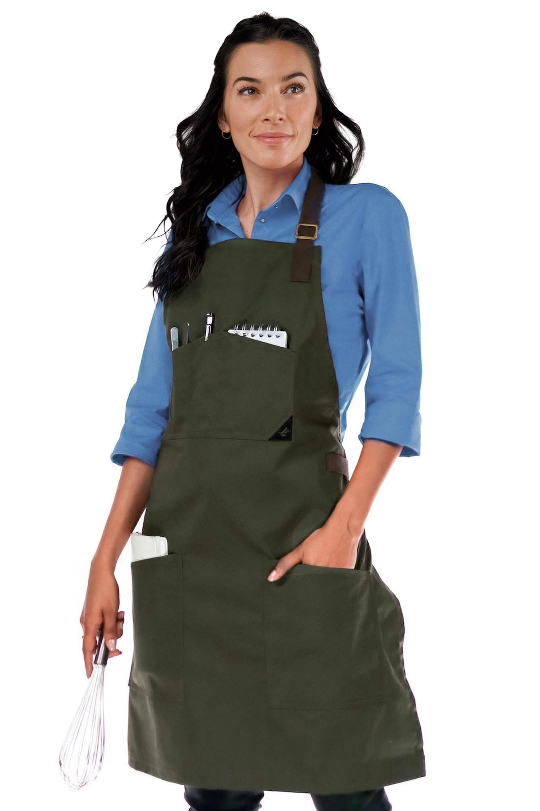 Kochschürze - schwarzer, grüner oder grauer Twill - schwarzer oder blauer Denim - Baumwollgurte - Smart Pockets - Profikoch, Koch, Barista, Barkeeper