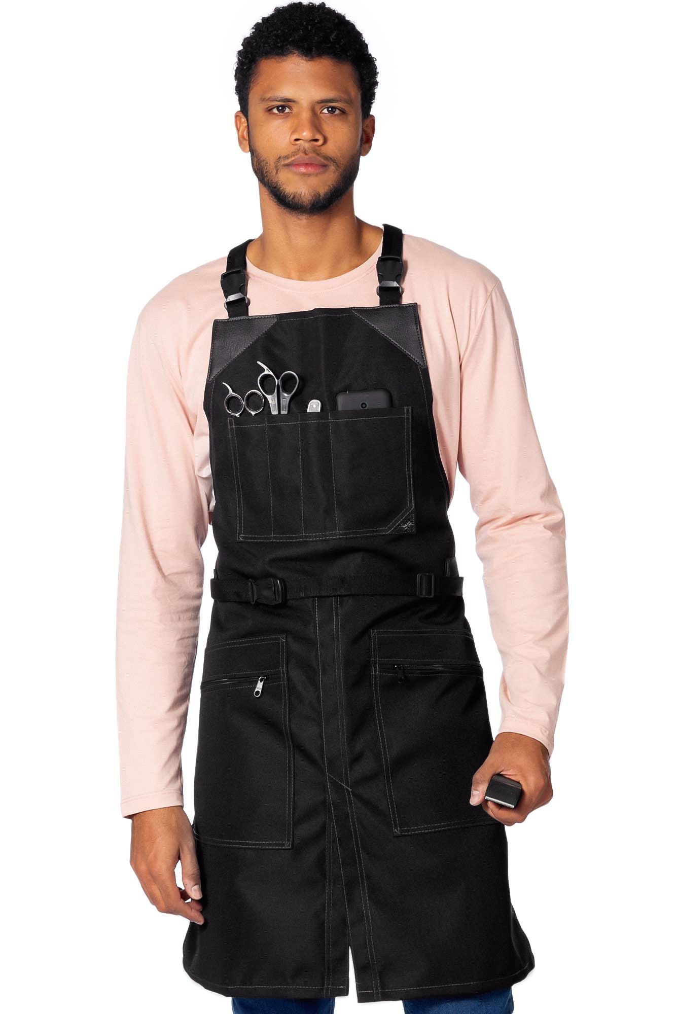 Barber Apron Water & Chemical Resistant, Crossback, Zip Pocket