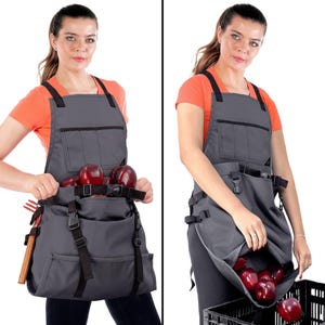 Gardening Apron – Harvest Pouch, Pockets, Loops, Cross-back Straps, Water-Resistant, Adjustable for Men & Women