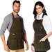Tool Apron - Green, Brown, Gray or Black Waxed Canvas, Leather Trim, 12 Pockets, Heavy-Duty, NoTie, Woodwork, Garden, Shop 