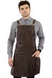 Real Leather Apron - Black or Brown Leather Body, Pockets and Cross-back Straps - Split-Leg, Riveted, Lined 