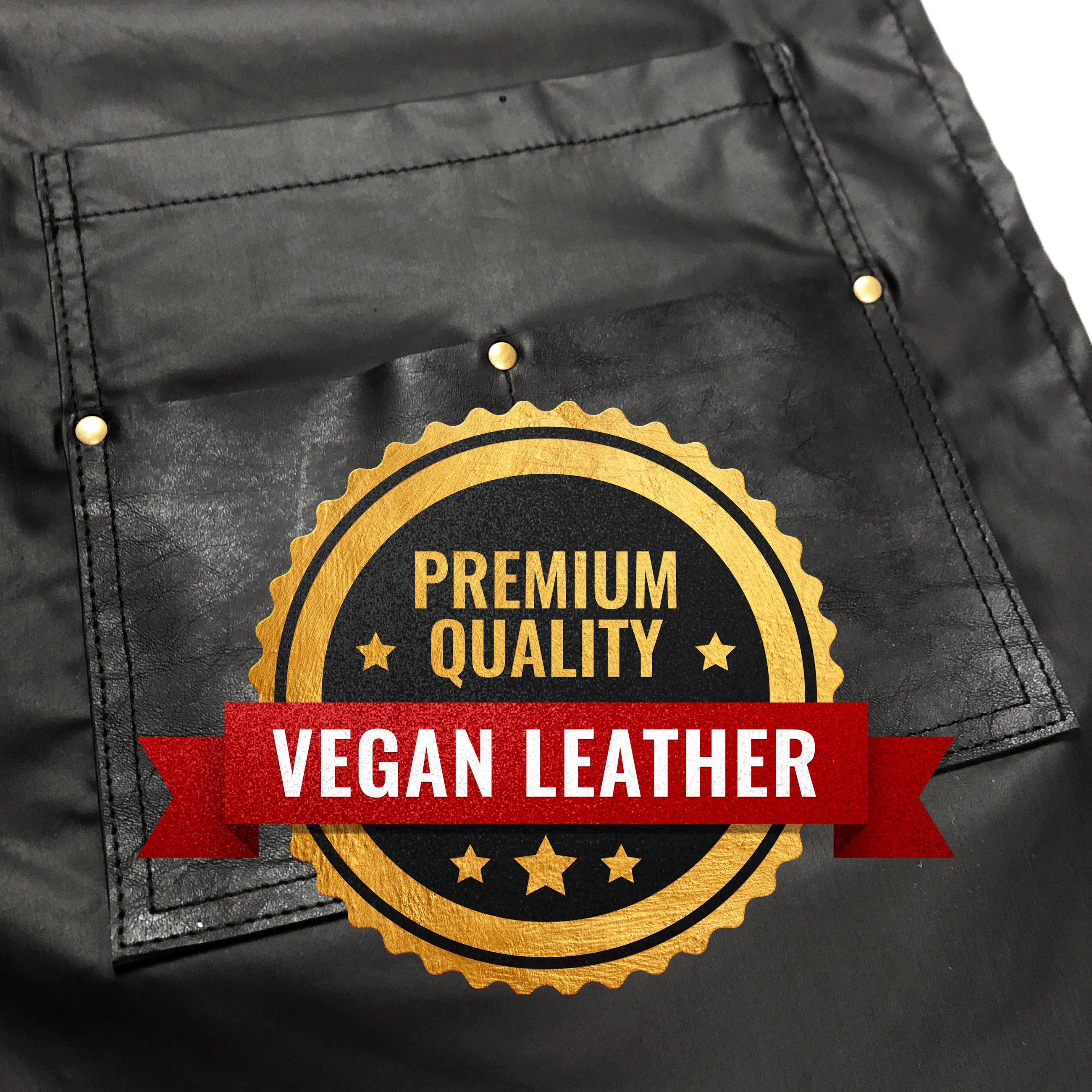 Barber Apron Leather Straps, Pockets, Loops and Reinforcements Cross-back  Coated Black Twill 