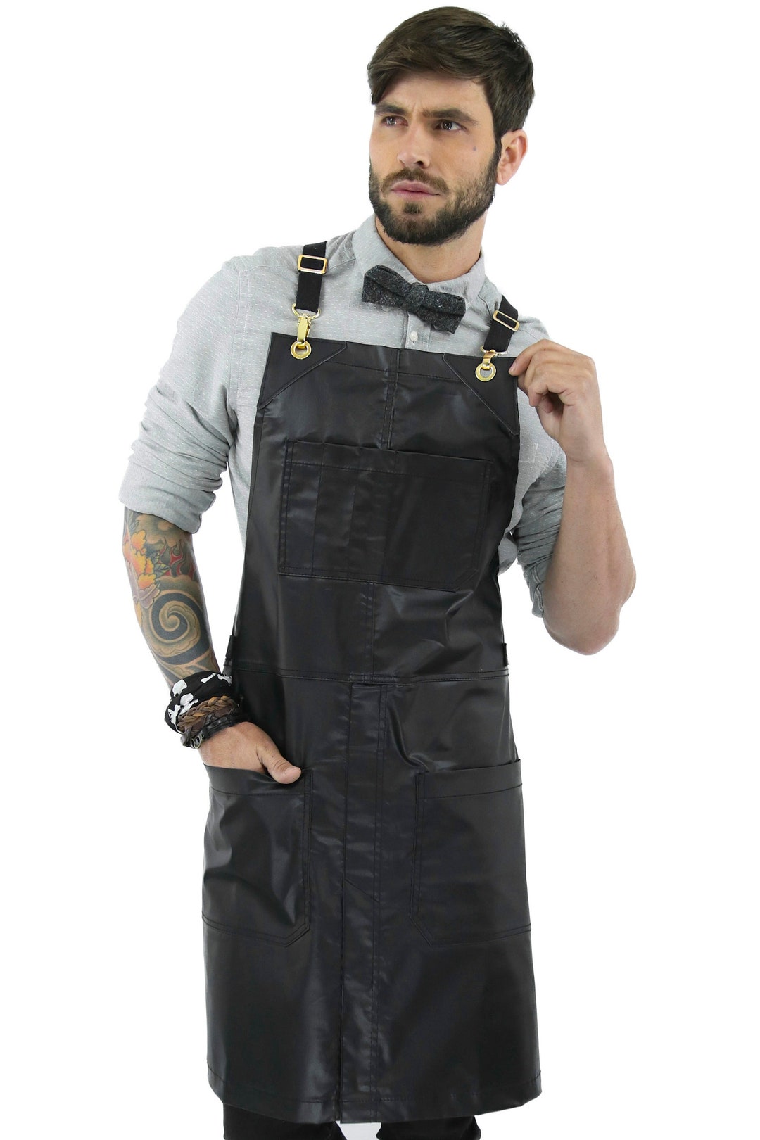 Coated Apron Black Twill Golden Hardware Crossback - Etsy
