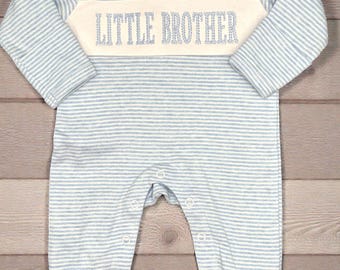 Coming Home Outfit, Embroidered Little Brother Footie, Baby Shower Gift, Baby Boy Newborn