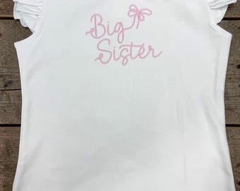 Embroidered Big Sister Angel Sleeve Shirt