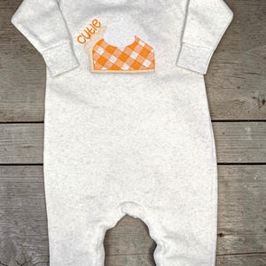 Personalized Pumpkin Pie Baby Romper, Thanksgiving Baby Outfit, Fall Fleece One Piece, Baby's First Thanksgiving, Autumn Baby Gift