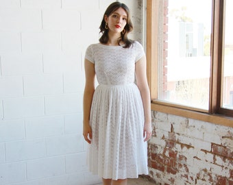 White Eyelet Dress with Belt