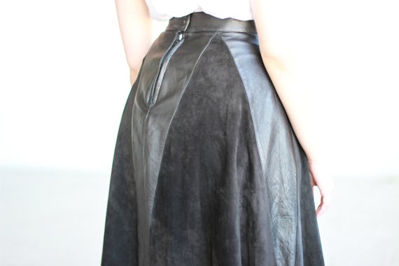 Vintage 1980s Black Suede Leather Ballerina Skirt… - image 5