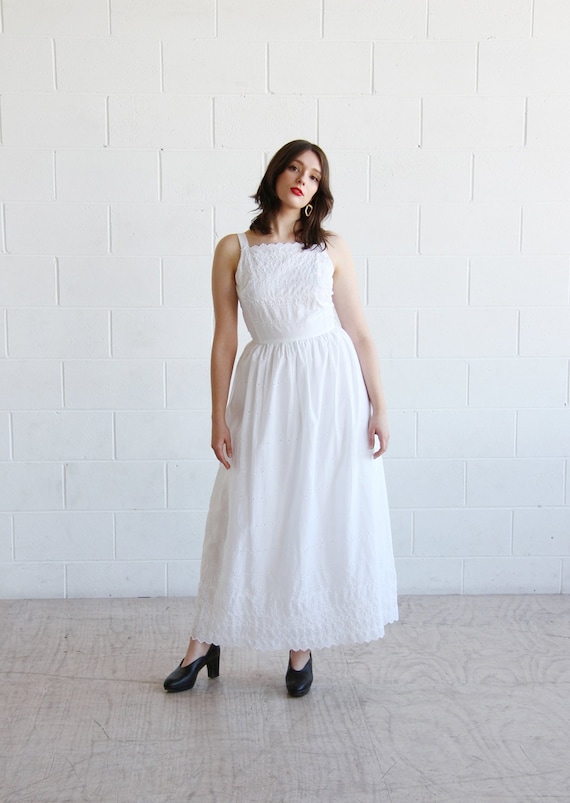 white eyelet maxi dress