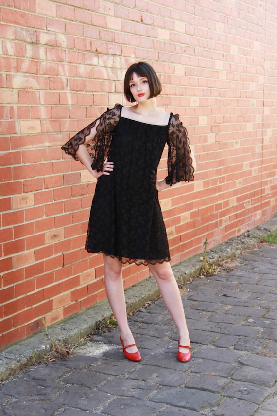 Black lace swing dresses cheap