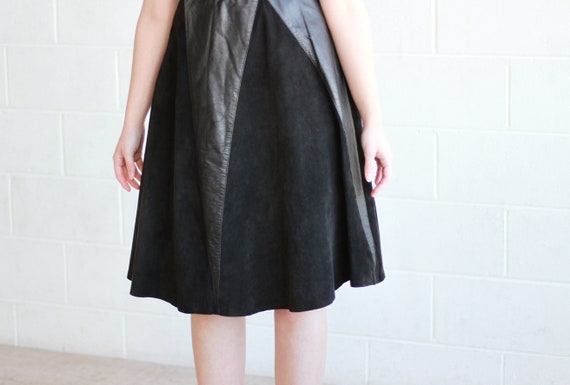 Vintage 1980s Black Suede Leather Ballerina Skirt… - image 2