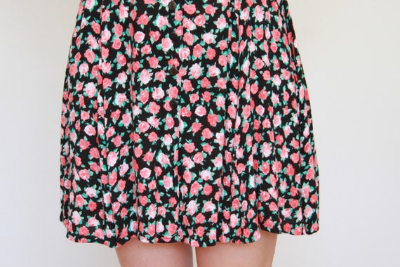 Vintage ROSE Floral Skater Dress / Corset Back / … - image 6