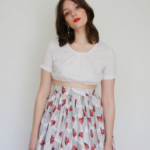 Vintage 1950s Novelty Print Skirt / Cotton HAT Atomic Novelty Print Skirt / 1950s Cotton Skirt / S image 5