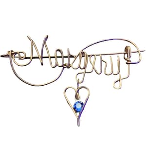 Personalized Gold Wire Name Pin/Brooch, Custom Pin