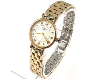 Vintage ROTARY gold Plated Quartz Ladies Watch-90's. Great gift for her!