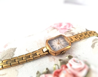 Coctail style Ladies watch Luch ( Ray), Gold plated,  made in Ussr, GORGEOUS WRIST BRACELET, great gift idea for Xmas.