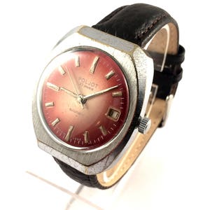 Exklusive Vintage Herren Armbanduhr namens &quot;Flug&quot; automatische, (Poljot Automatik), 23j, Datum auf dem Zifferblatt. Kommt mit neuen Lederband!