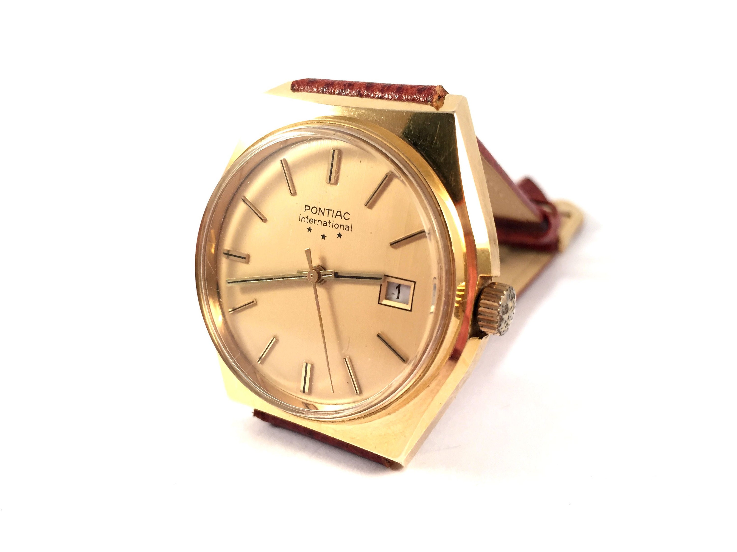 Vintage Swiss Men Watch PONTIAC 3 Stars . Rare Men Watch. Swiss