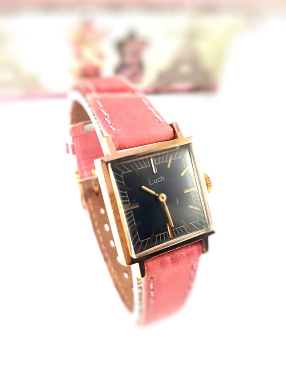 VINTAGE lady watch "RAY" (Luch) made in 70s. Blac… - image 1