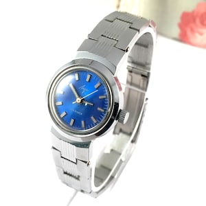Vintage Ladies watch  called &quot; LUCH &quot; ( eng.&quot;Ray&quot;), made in USSR, Gorgeous Blue DIAL, silver tone watch,great gift idea ..