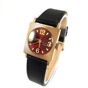 Vintage lady watch GLORY (rus.SLAVA). Lovel red dial and rare case. New premium leather strap included! Art Deco watch. Women watch Vintage.
