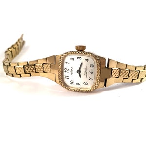 Vintage women watch called Chaika - Seagull. Gorgeous tiny, gold tone lady watch. Great gift for her. Bracelet lady watch. USSR watch.
